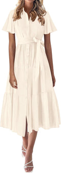 KIRUNDO Summer Button Down Maxi Shirt Dress - Flowy Tiered Style