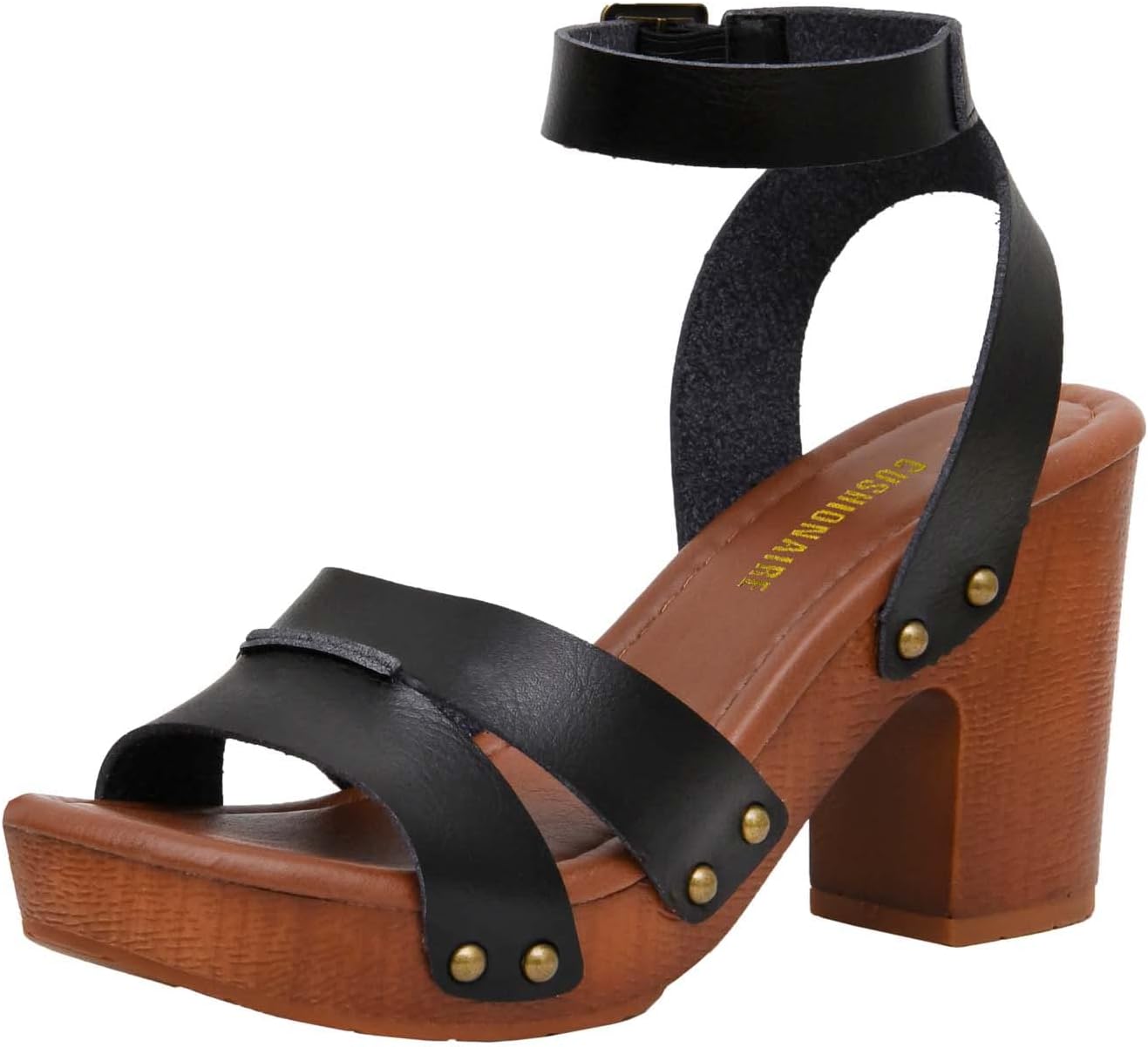 CUSHIONAIRE Women's Sandra Faux Wood Sandal with LiteSole Tech