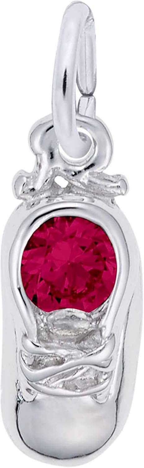 Rembrandt Charms Baby Shoe Charm with Simulated Ruby for Keepsakes