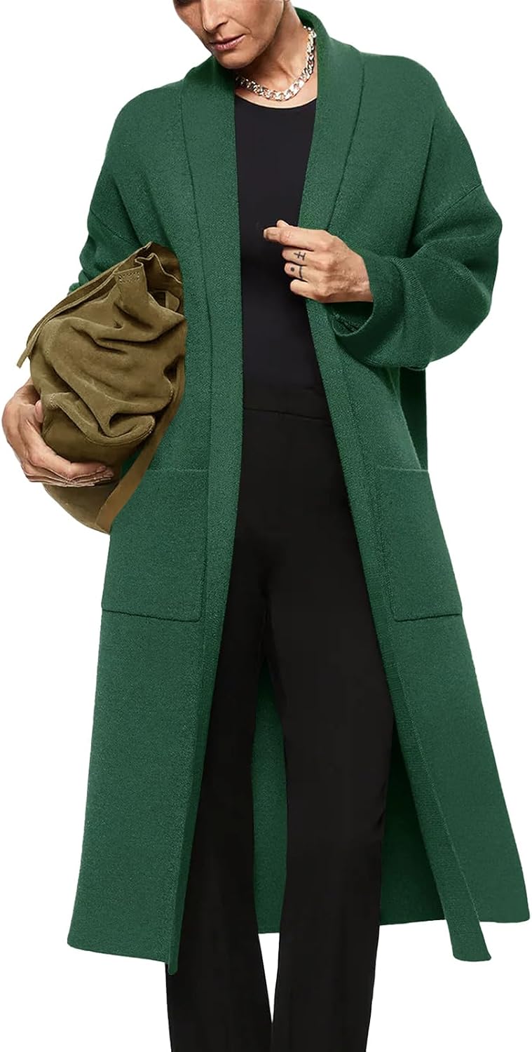 Womens Long Sleeve Maxi Cardigan Open Front Oversized Sweater