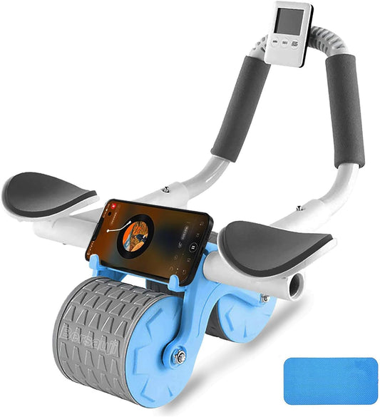 2025 New Ab Roller Wheel with Timer & Knee Mat for Core Strength