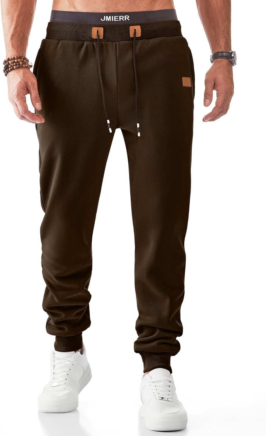 JMIERR Men's Fleece Sweatpants with Zipper Pockets for Comfort