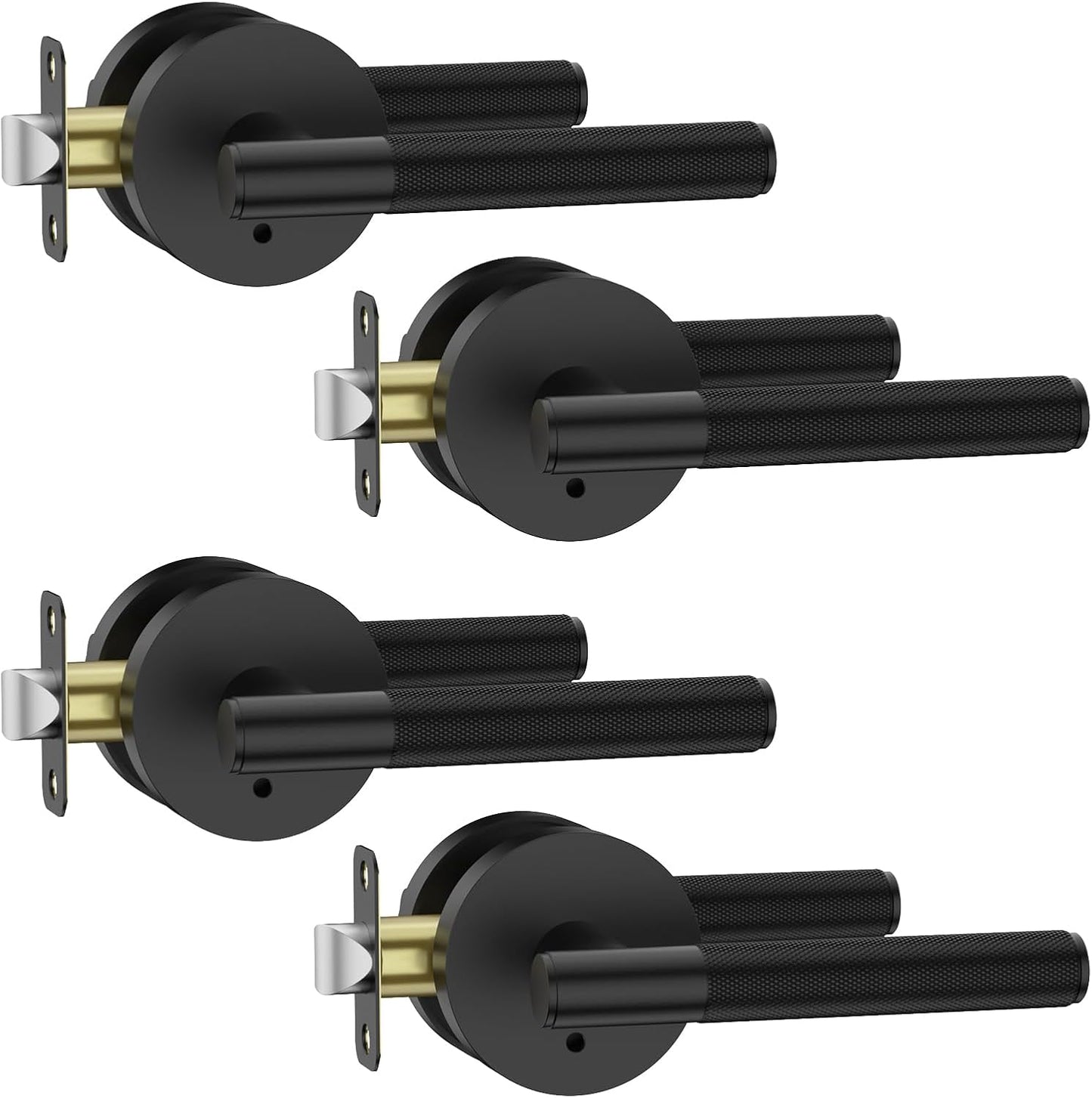 Privacy Door Handles with Lock - Matte Black Interior Levers