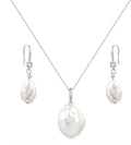 White Baroque Pearl Necklace and Earring Set - Vintage Statement