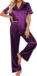 Ekouaer Silk Pajamas Set for Womens - Soft Satin Sleepwear Set