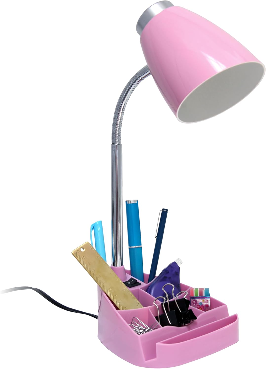 Pink Gooseneck Organizer Desk Lamp | Simple Designs