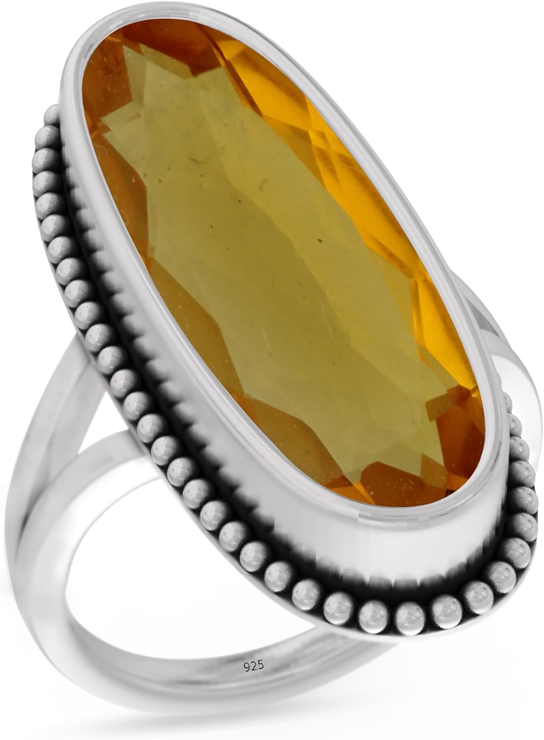 925 Sterling Silver Ring for Women with Dainty Citrine Gemstone
