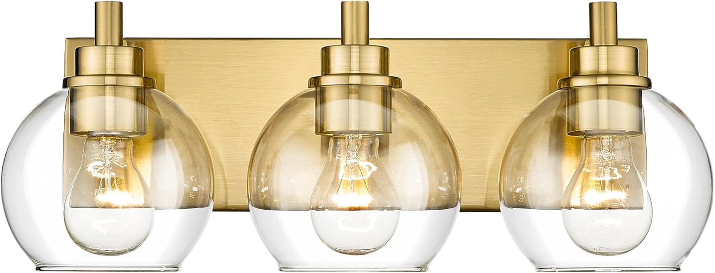3-Light Brushed Gold Vanity Light Fixtures for Modern Spaces