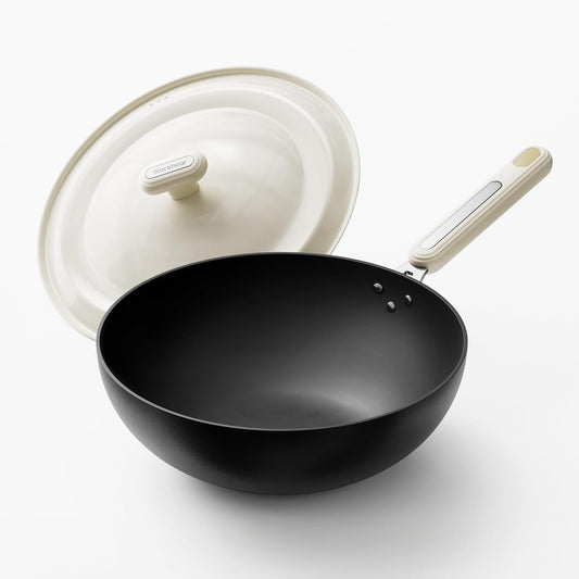 Carbon Steel Wok Pan - Lightweight 11.8 Inch Kitchen Cookware