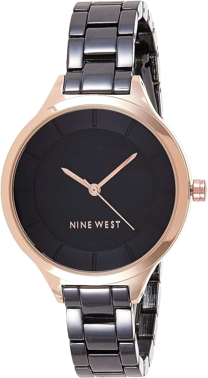Nine West Women's Bracelet Watch with Gunmetal Grey Links