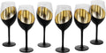 Elegant Slanted Matte Black and Gold Stemmed Wine Glasses Set
