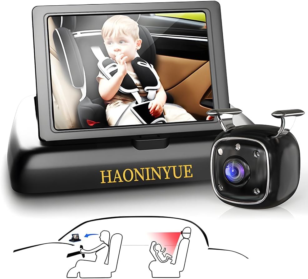 Car Baby Monitor with 4.3 inch HD Night Vision for Safety