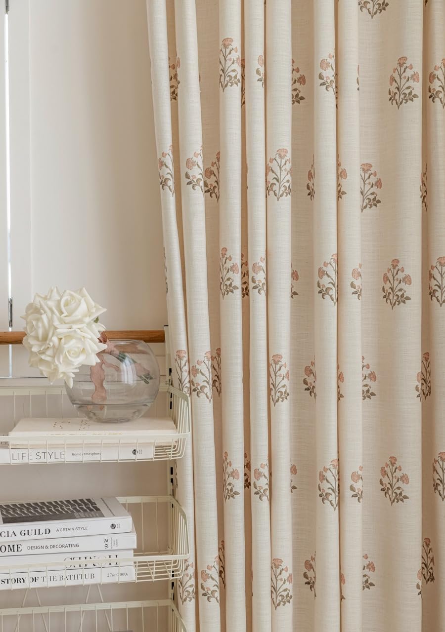 Linen Blend Pinch Pleated Curtains for Living Room and Bedroom