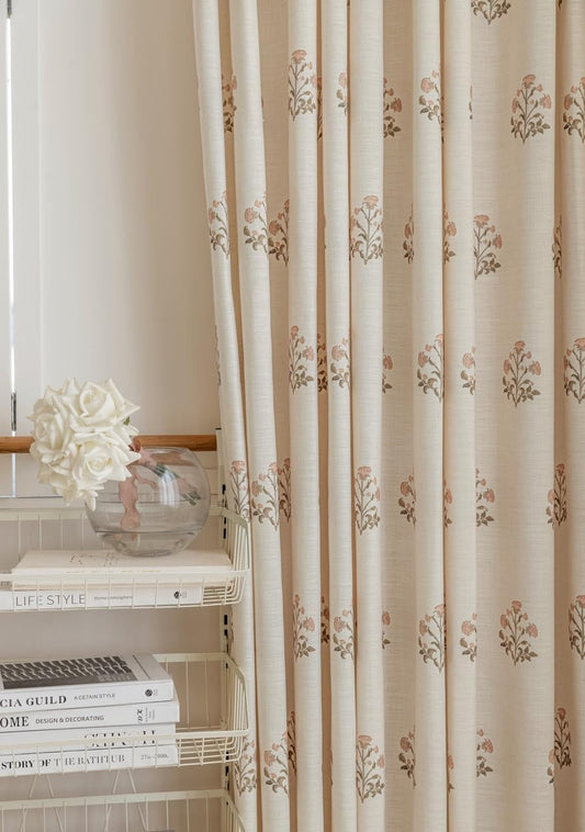 Linen Blend Pinch Pleated Curtains for Living Room and Bedroom