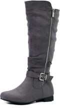Women's Knee High Boots Flat Warm Fall Boots with Side Zipper - Wide