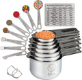 Stainless Steel Measuring Cups and Spoons Set of 16 - Complete Kitchen
