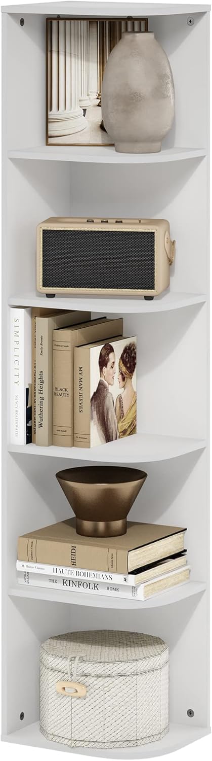 Furinno PASIR 5-Tier Corner Bookshelf for Stylish Storage