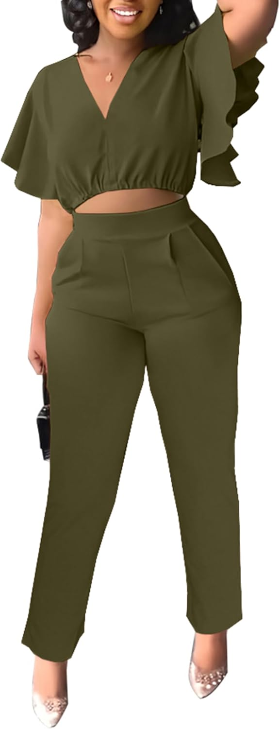 Fooullaide Womens Summer 2 Piece Outfit Set for Beach Vacation
