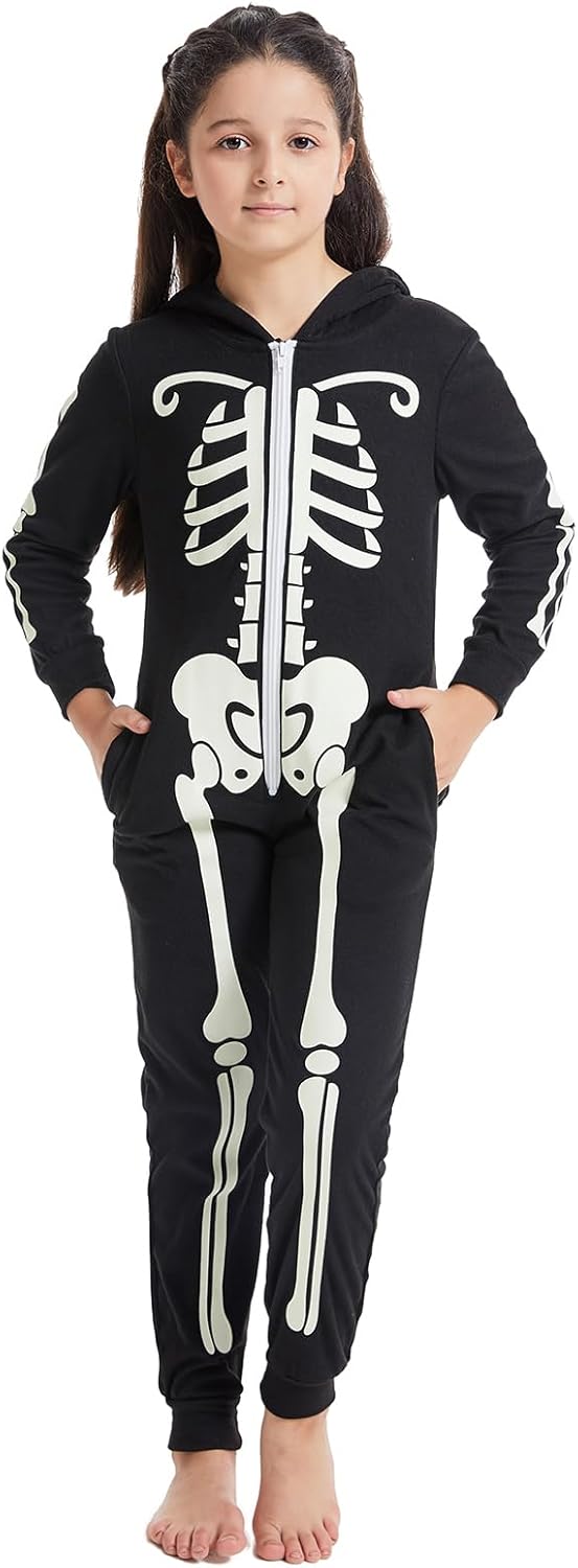Matching Family Pajamas Sets Skeleton Glow in Dark Jumpsuit