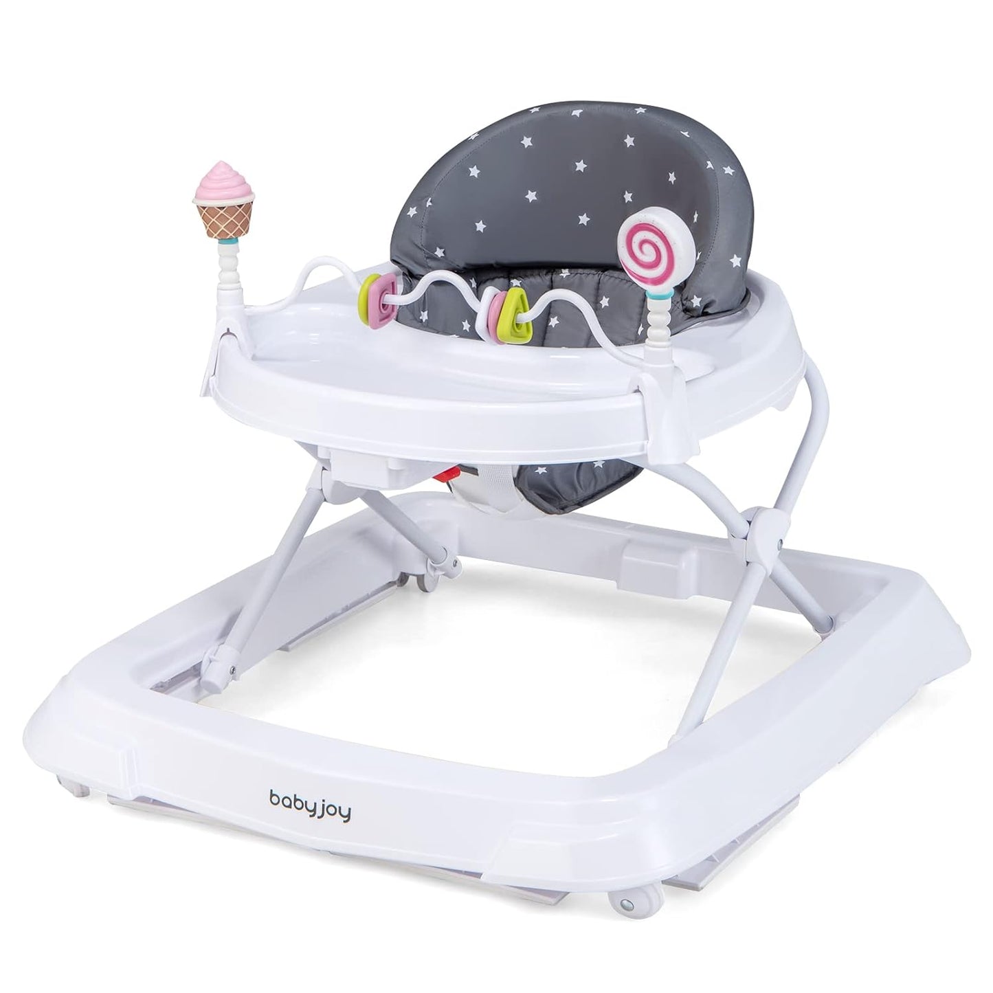 BABY JOY Baby Walker with Adjustable Height & Removable Toys
