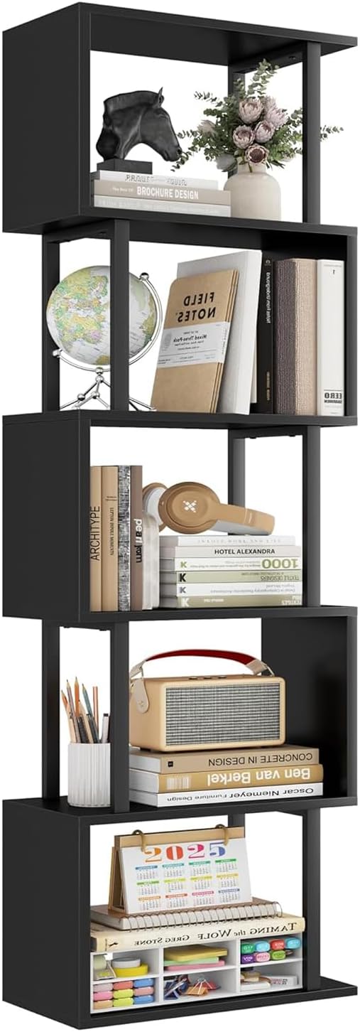 Gadroad 5-Tier Bookshelf for Modern Home Office and Living Room