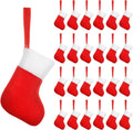 Mini Christmas Stockings Bulk 50 Pack - Small Hangable Tree Decor