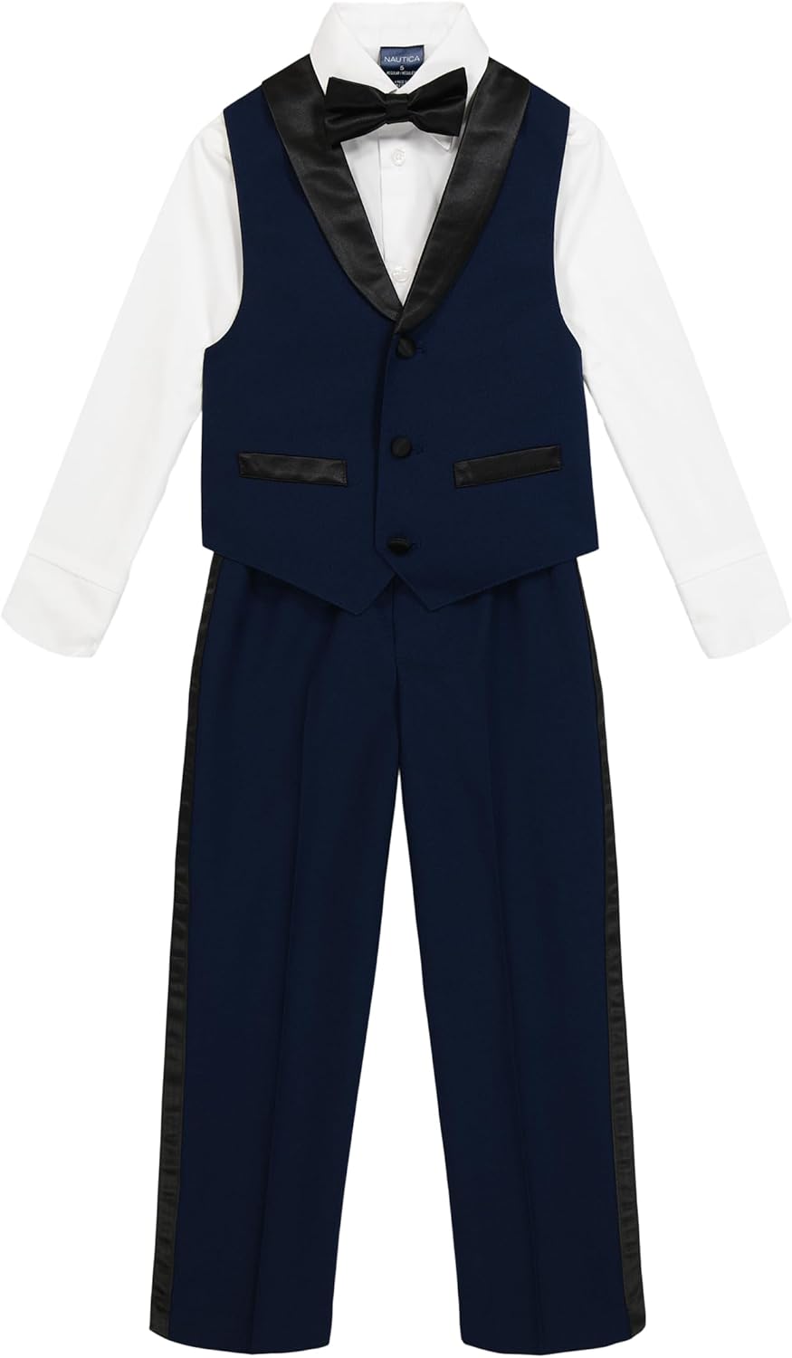 Nautica Boys' 4-Piece Formal Suit Set with Vest and Tie
