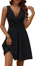 Women's Deep V Neck Floral Sundress - Flowy Summer