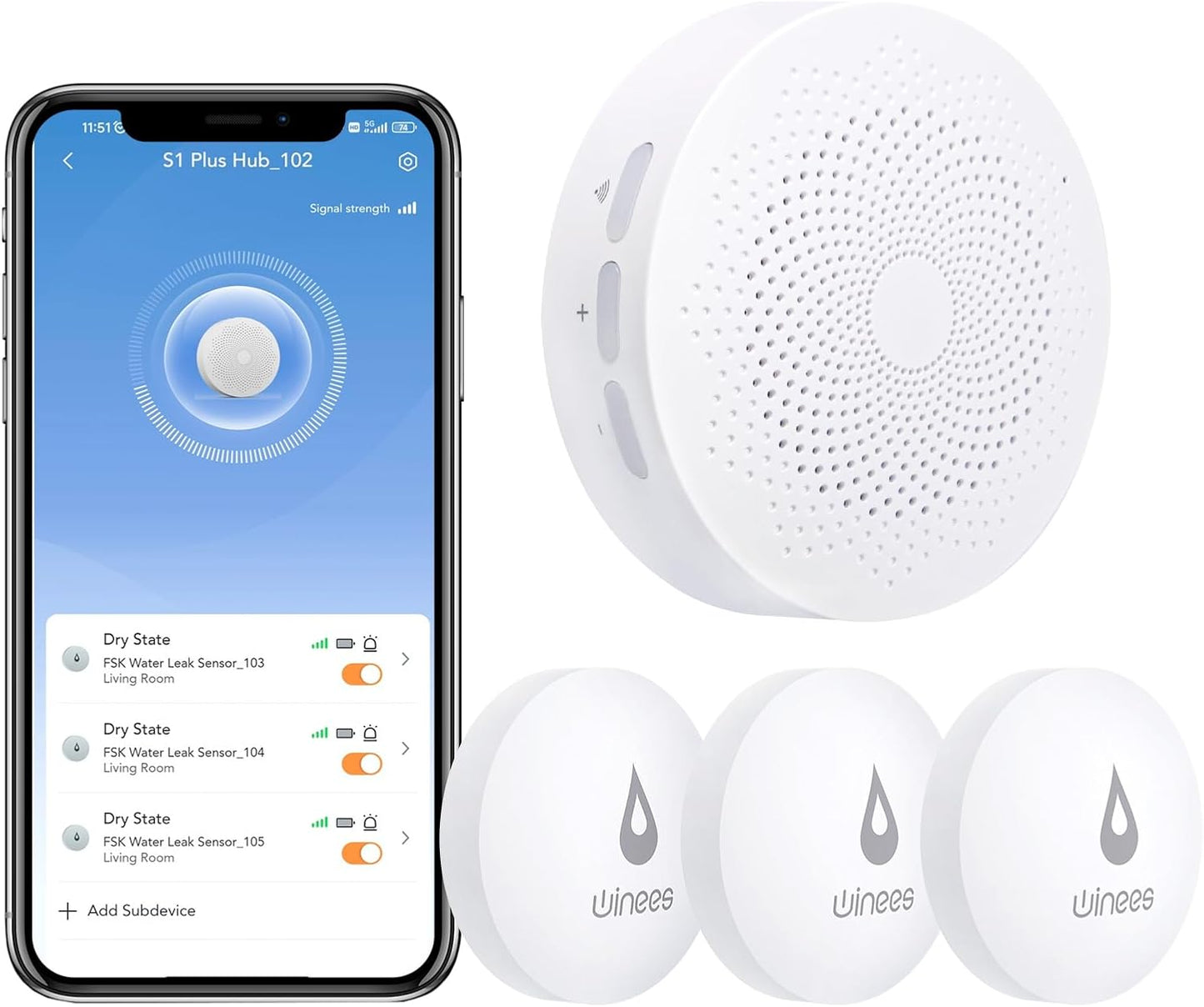 Winees WiFi Water Detector - Reliable Leak Alert System for Home
