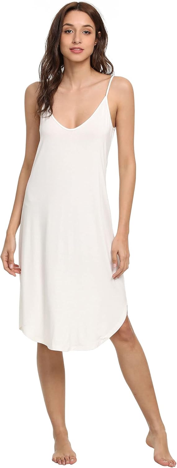 Bamboo Viscose Full Slips for Under Dresses with Adjustable Straps