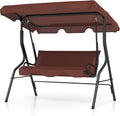 3 Person Porch Swing with Canopy (Coffee) - Sturdy Steel Frame