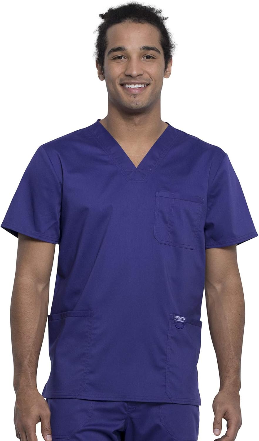 Cherokee Men's V-Neck Scrub Top with 3 Pockets for Comfort