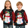 Ugly Christmas Sweater Kids Light Up Reindeer Snowman - Fun Holiday