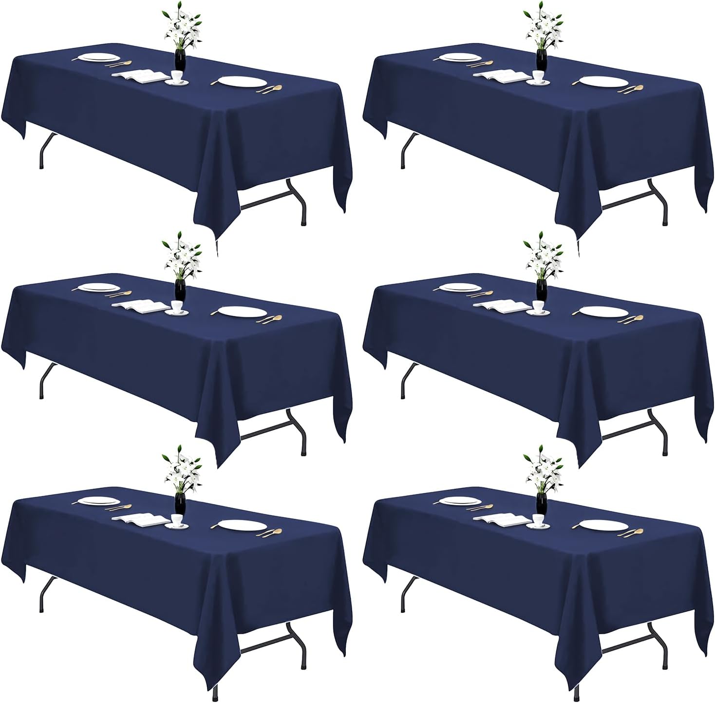 Elegant Navy Blue Table Cloth for Rectangle Tables - 60 x 102 in