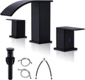 Black Waterfall Bathroom Faucet 3 Holes - Matte Black Waterfall Faucet