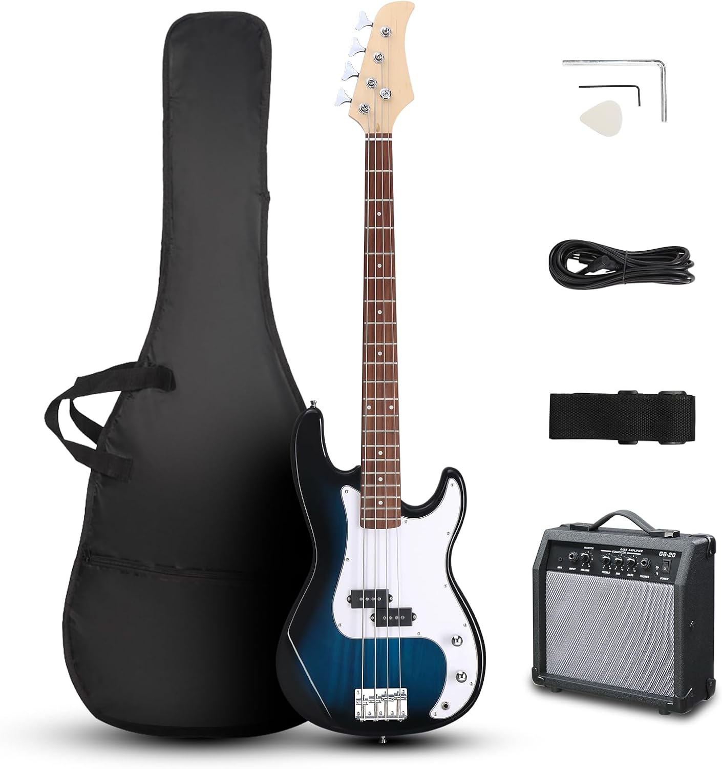 Ktaxon Full Size 4 String Electric Bass Guitar Kit with Amp