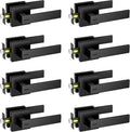 Matte Black Door Handle 8 Pack - Keyless Privacy Lever Set