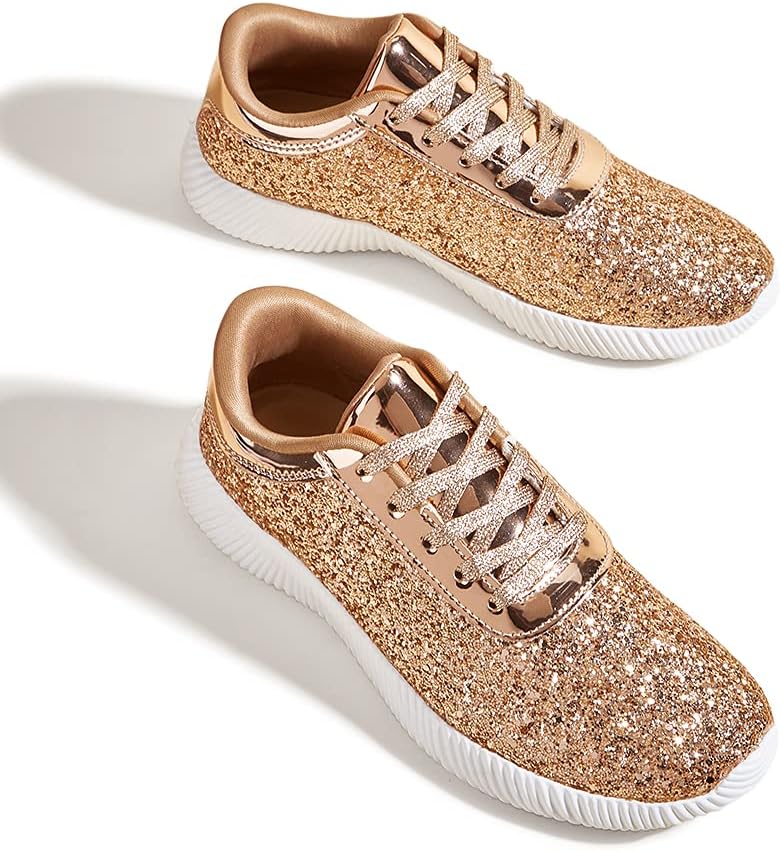 BELOS Women's Glitter Shoes: Sparkly Lightweight Tennis Sneakers