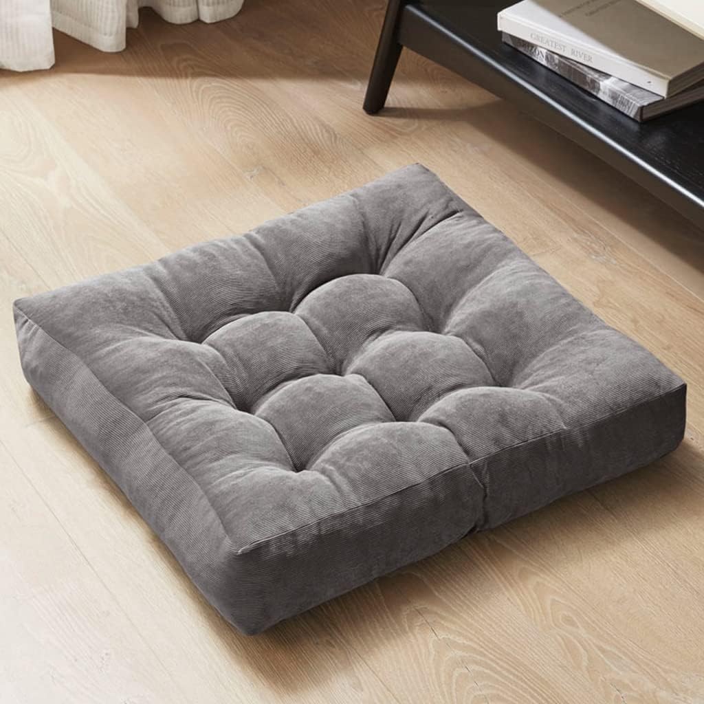 Comfortable Gray Meditation Floor Pillow, 22x22 Inch