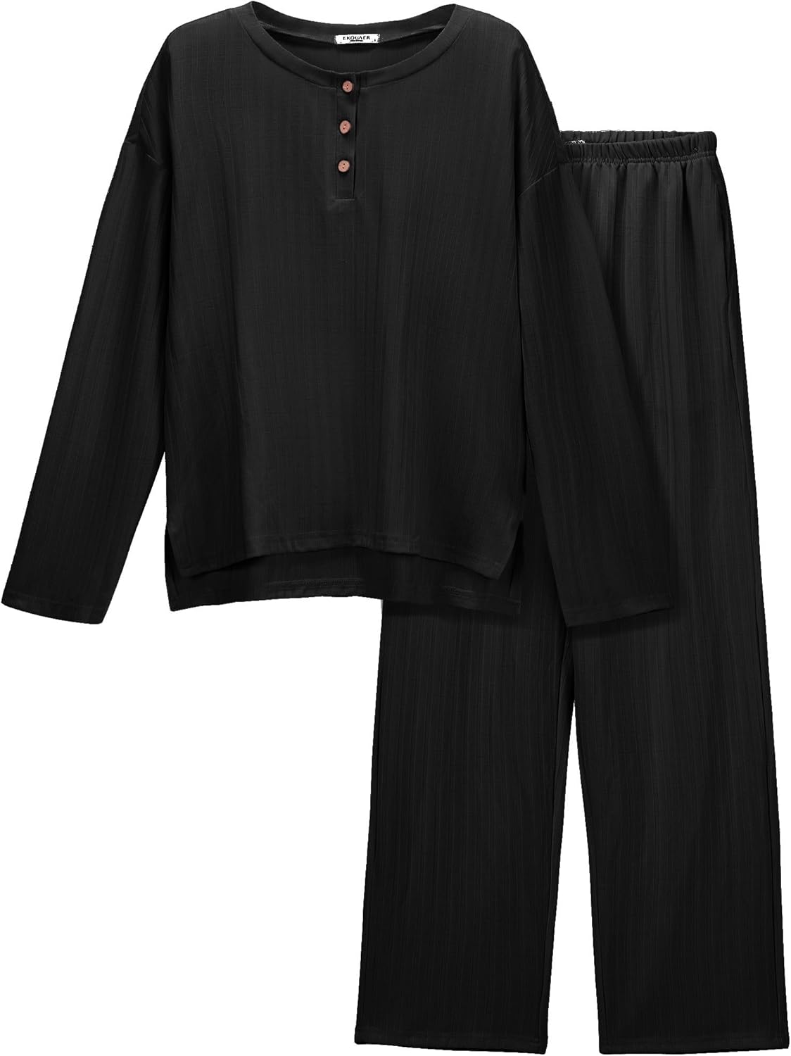 Ekouaer Womens Ribbed Knit Lounge Set for Cozy Sleepwear