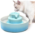 Ceramic Cat Water Fountain 2.1 L - Quiet Porcelain Pet Fountain