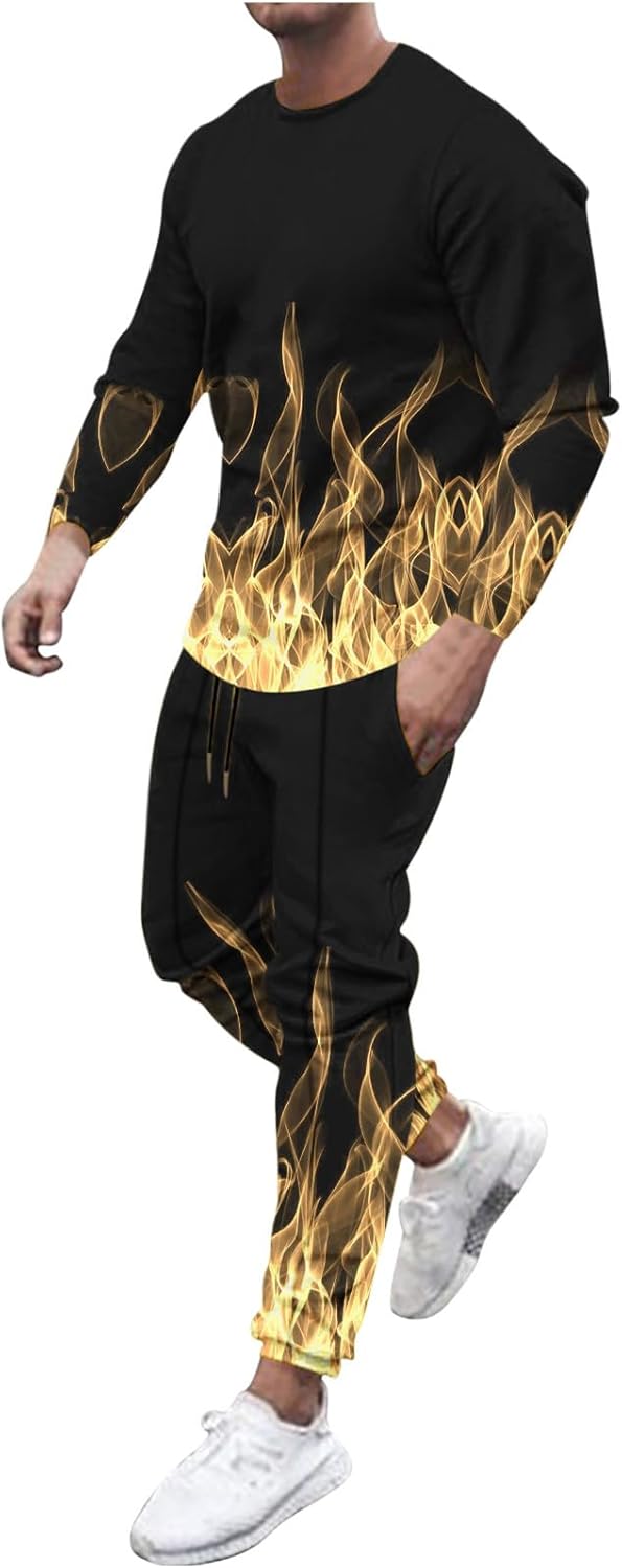 Flame Print Tracksuit Set: Casual Comfort