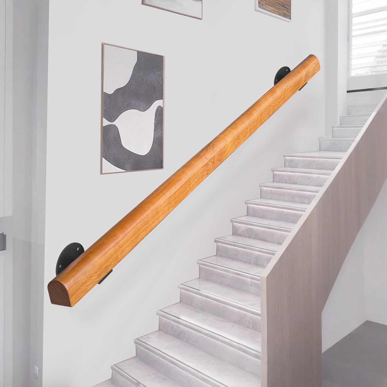 Wooden Handrails for Staircase, Non-Slip Safety Grab Bar