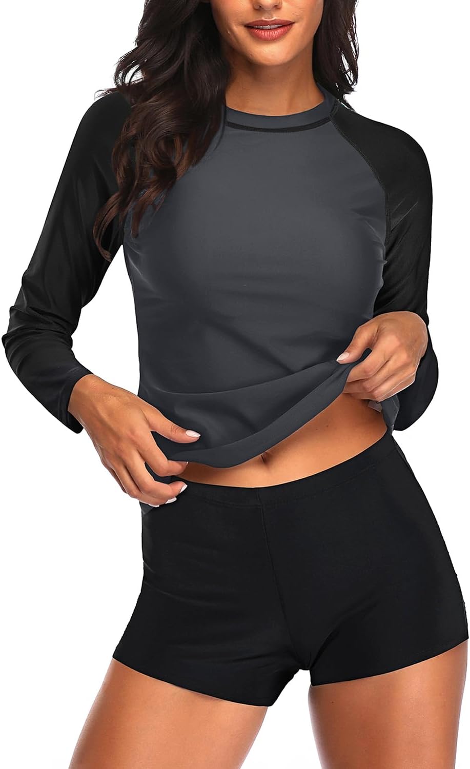 Daci Women Two Piece Rash Guard Long Sleeve Swimsuits for Sun