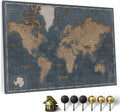 Canvas World Map Cork Pin Board 70x50 cm - Decorative Travel