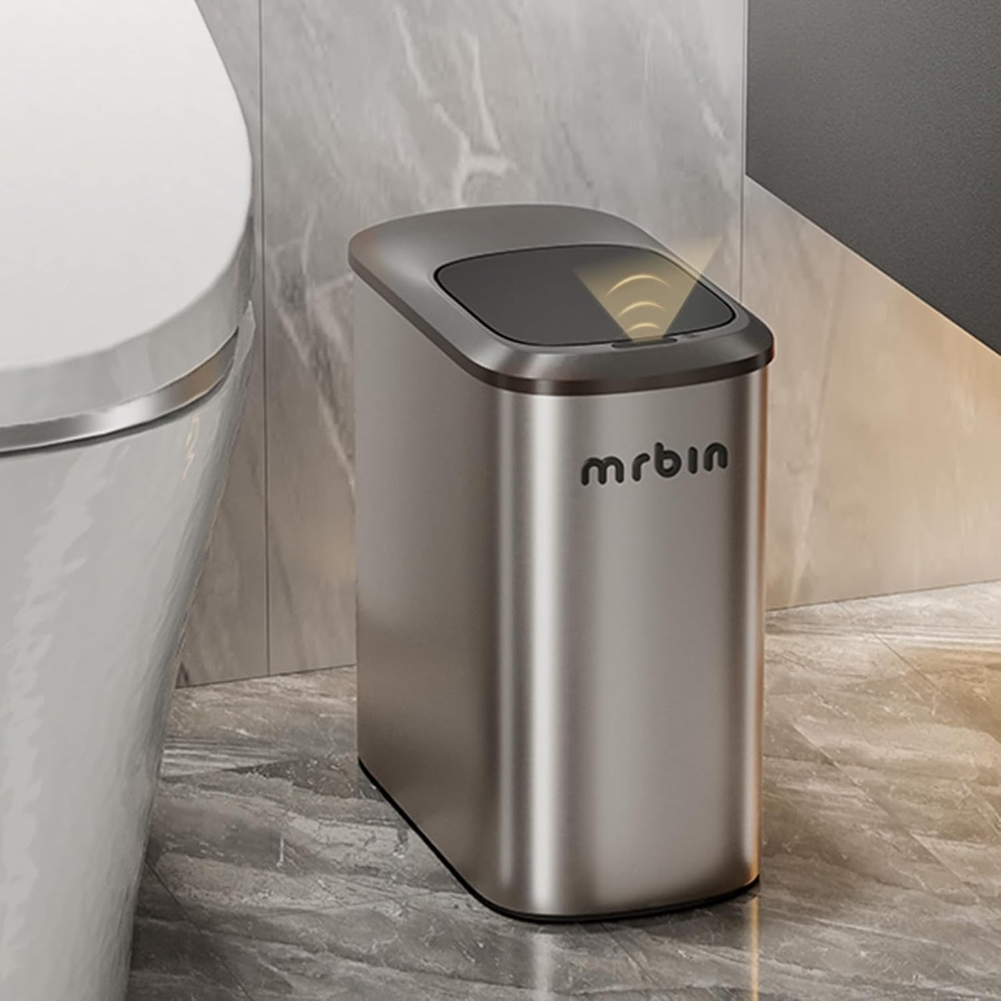 MRBIN Stainless Steel Motion Sensor Trash Can for Bathroom