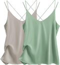 Silk Satin Camisole Tank Top V Neck Spaghetti Strap - Elegant Staple