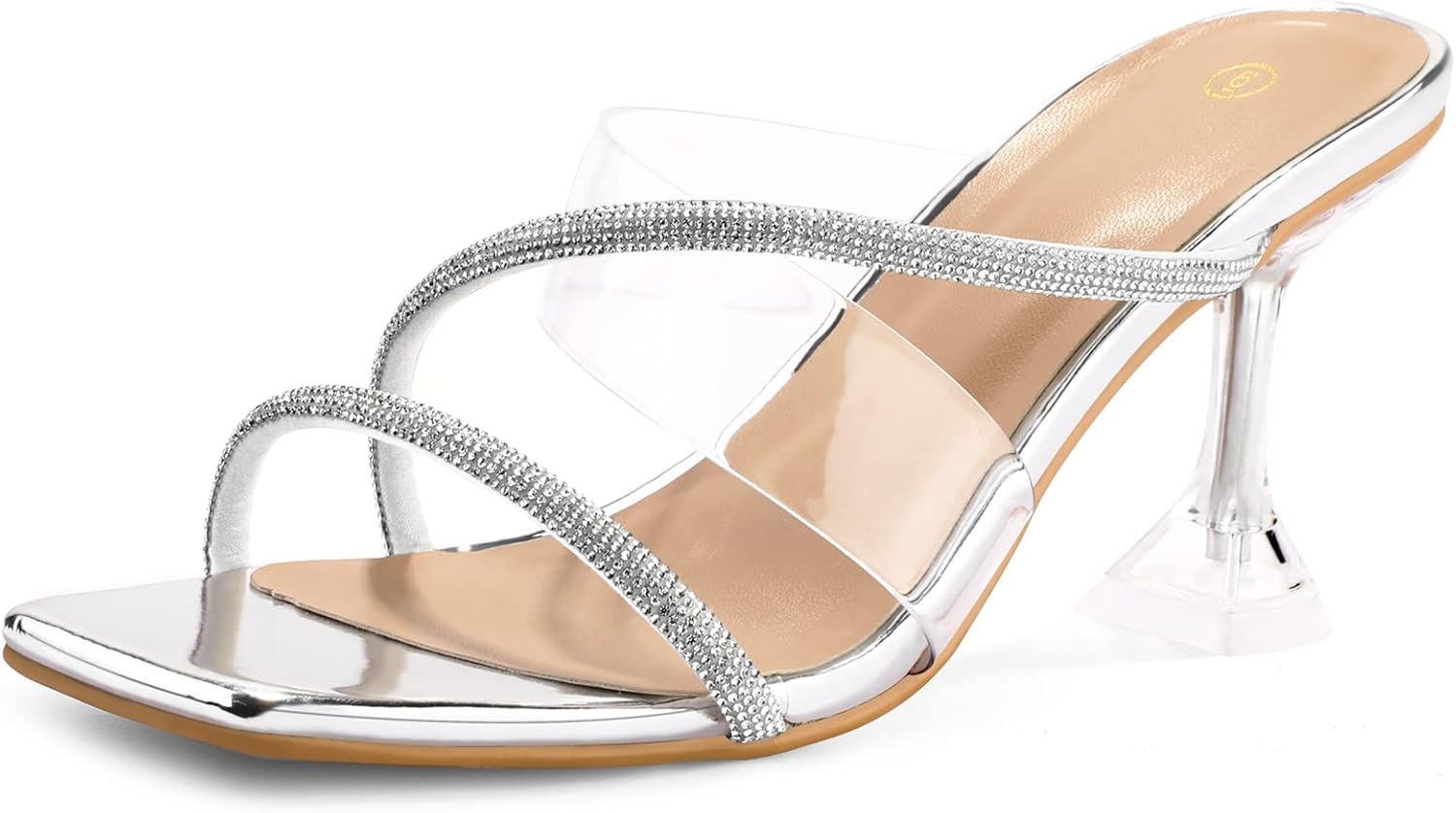 Clear Heeled Sandals with Square Toe and Transparent Design