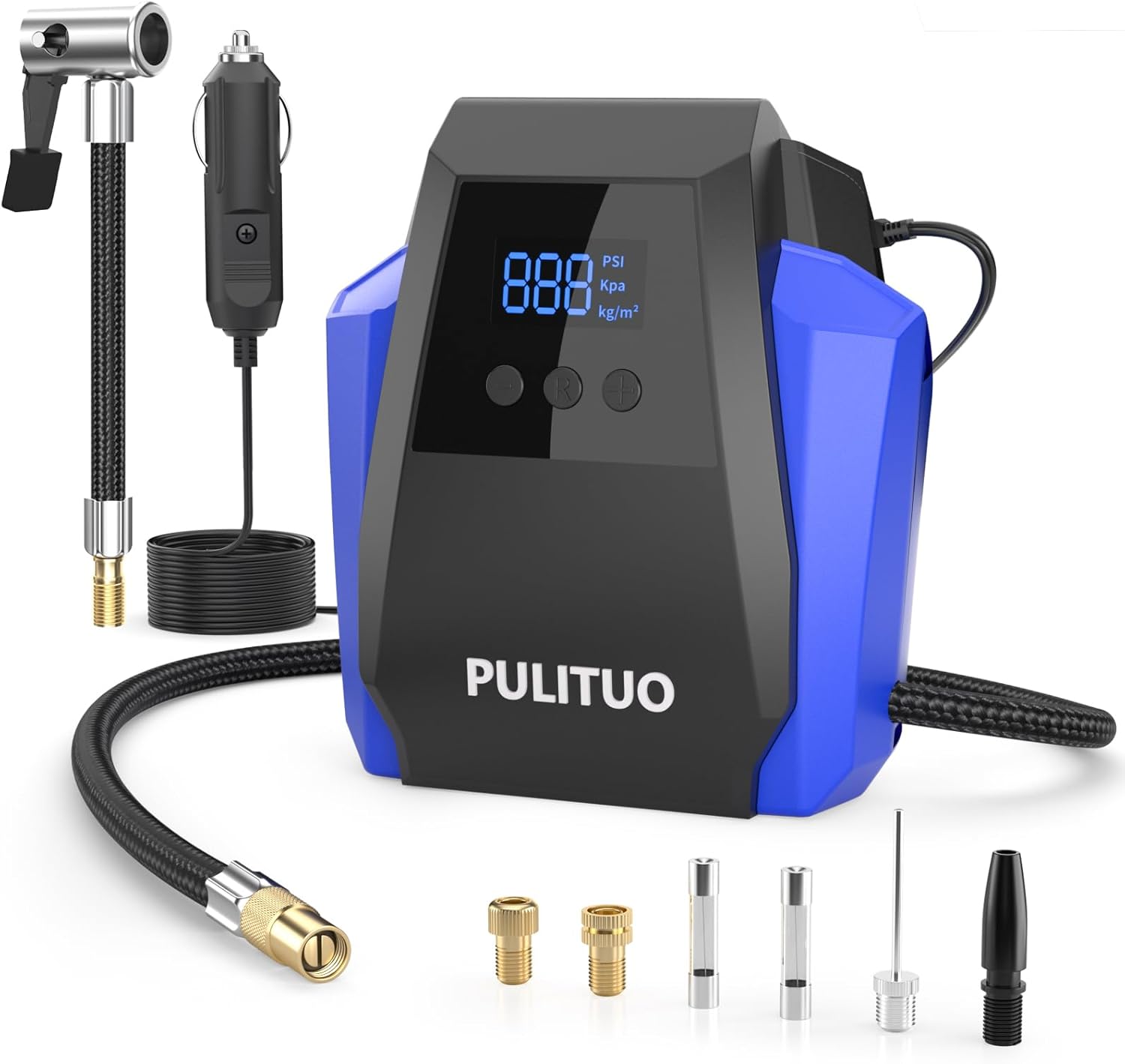 PULITUO Portable 12V Air Compressor | Fast Inflation, Digital Gauge