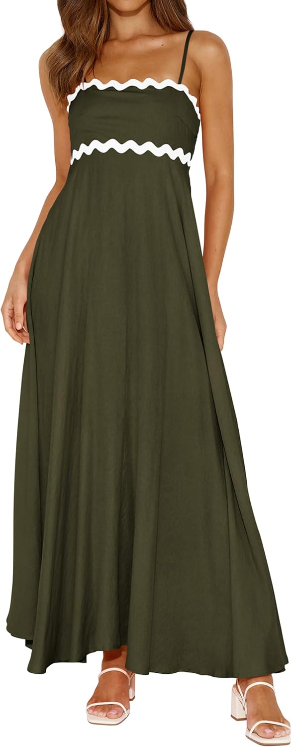 PRETTYGARDEN Womens Spaghetti Strap Maxi Dress for Summer Fun